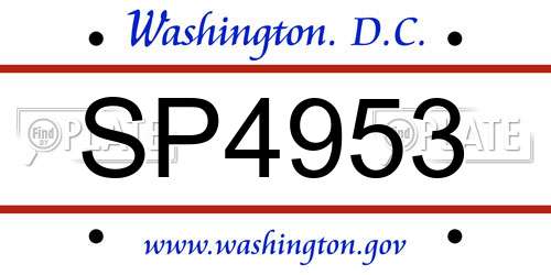 SP4953 District Of Columbia License Plate