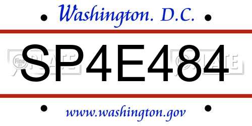 SP4E484 District Of Columbia License Plate