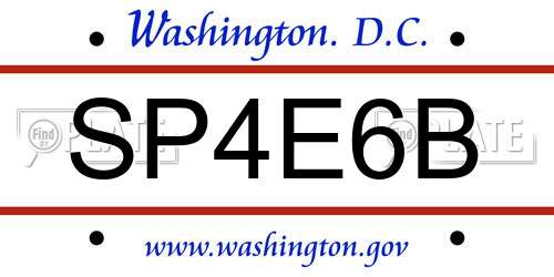 SP4E6B District Of Columbia License Plate