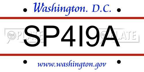 SP4I9A District Of Columbia License Plate