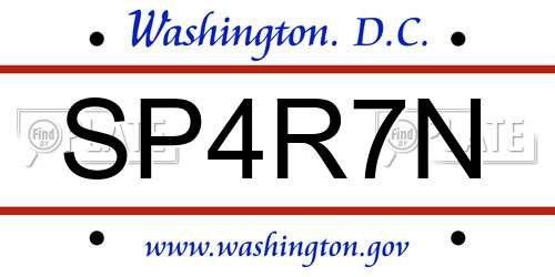 SP4R7N District Of Columbia License Plate