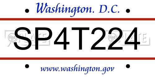 SP4T224 District Of Columbia License Plate