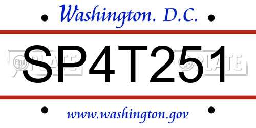 SP4T251 District Of Columbia License Plate