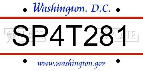 SP4T281 District Of Columbia License Plate