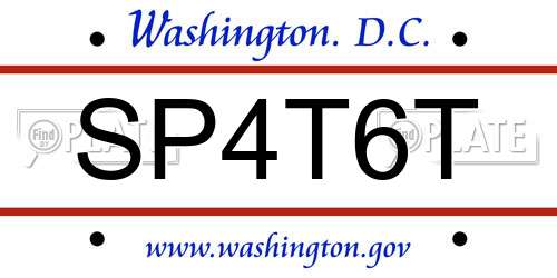 SP4T6T District Of Columbia License Plate