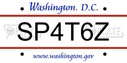 SP4T6Z District Of Columbia License Plate