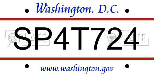 SP4T724 District Of Columbia License Plate