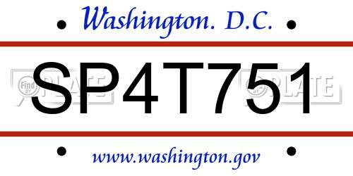 SP4T751 District Of Columbia License Plate