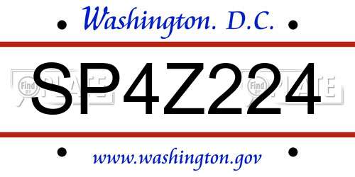 SP4Z224 District Of Columbia License Plate