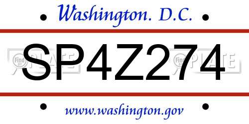 SP4Z274 District Of Columbia License Plate