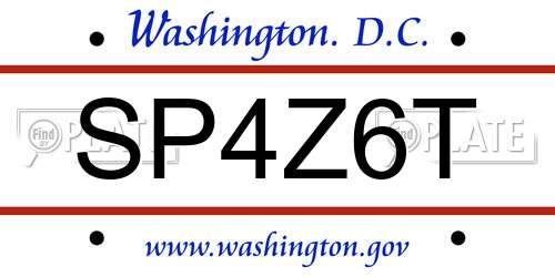 SP4Z6T District Of Columbia License Plate