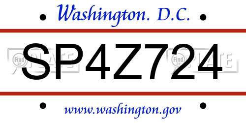 SP4Z724 District Of Columbia License Plate