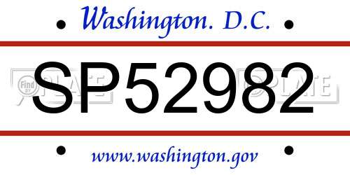 SP52982 District Of Columbia License Plate