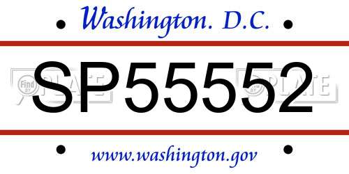 SP55552 District Of Columbia License Plate