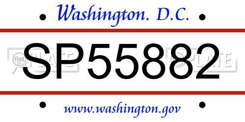 SP55882 District Of Columbia License Plate