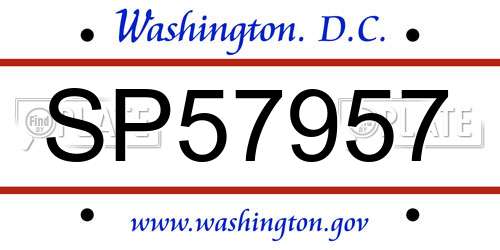 SP57957 District Of Columbia License Plate
