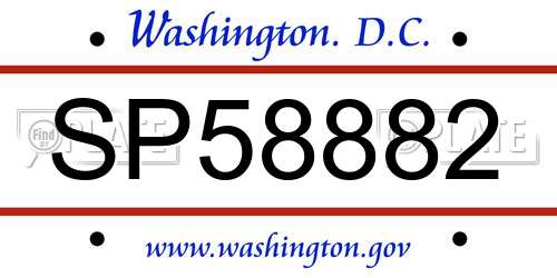 SP58882 District Of Columbia License Plate