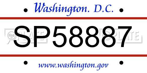 SP58887 District Of Columbia License Plate