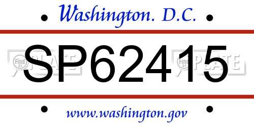 SP62415 District Of Columbia License Plate