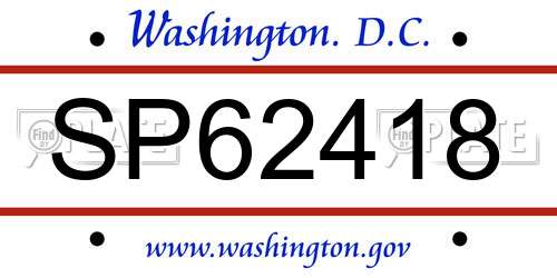 SP62418 District Of Columbia License Plate