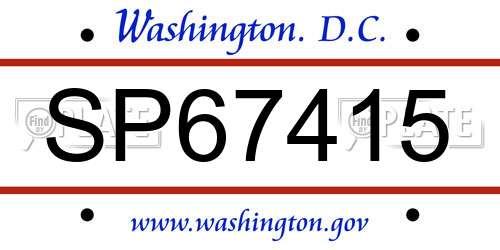 SP67415 District Of Columbia License Plate