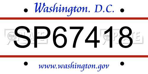SP67418 District Of Columbia License Plate