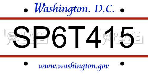 SP6T415 District Of Columbia License Plate