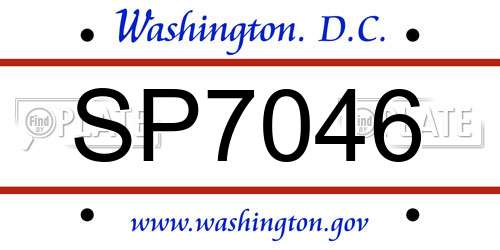SP7046 District Of Columbia License Plate
