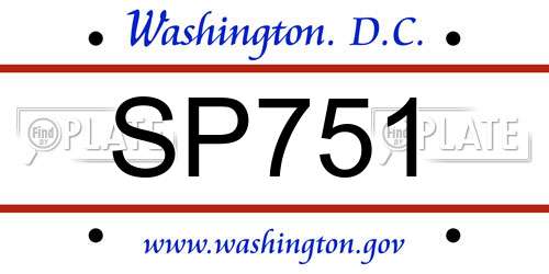 SP751 District Of Columbia License Plate