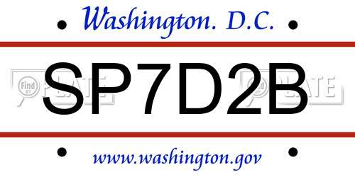 SP7D2B District Of Columbia License Plate