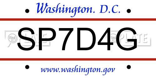 SP7D4G District Of Columbia License Plate