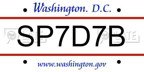 SP7D7B District Of Columbia License Plate