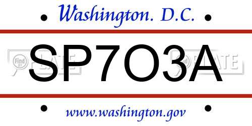 SP7O3A District Of Columbia License Plate