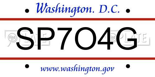SP7O4G District Of Columbia License Plate