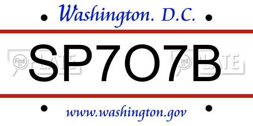 SP7O7B District Of Columbia License Plate