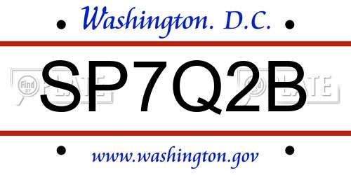 SP7Q2B District Of Columbia License Plate