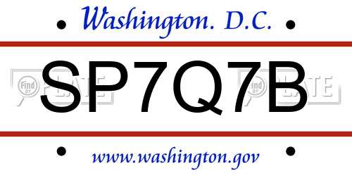 SP7Q7B District Of Columbia License Plate