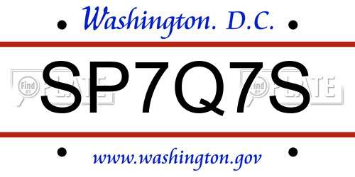 SP7Q7S District Of Columbia License Plate
