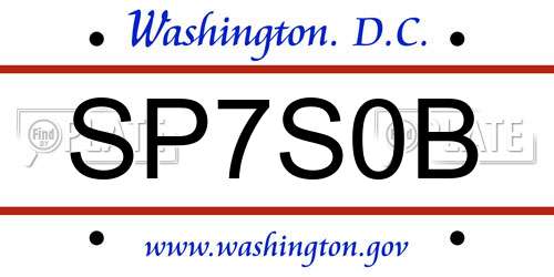 SP7S0B District Of Columbia License Plate