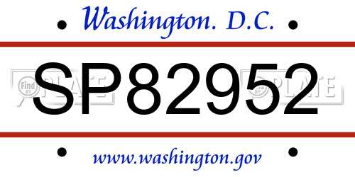 SP82952 District Of Columbia License Plate