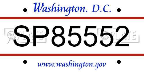 SP85552 District Of Columbia License Plate