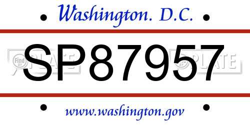 SP87957 District Of Columbia License Plate