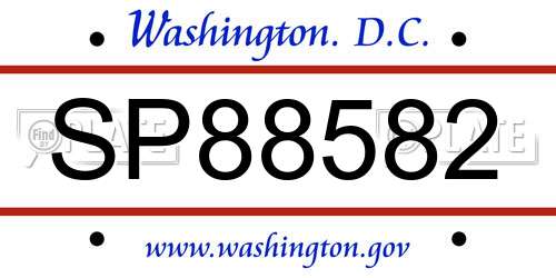 SP88582 District Of Columbia License Plate
