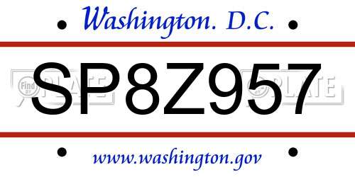 SP8Z957 District Of Columbia License Plate
