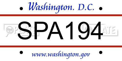 SPA194 District Of Columbia License Plate