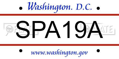 SPA19A District Of Columbia License Plate