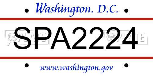 SPA2224 District Of Columbia License Plate
