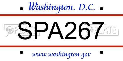 SPA267 District Of Columbia License Plate