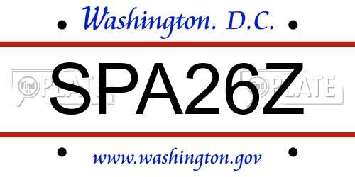 SPA26Z District Of Columbia License Plate