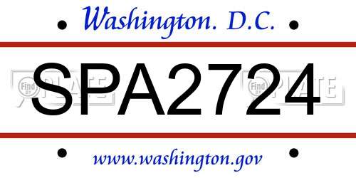 SPA2724 District Of Columbia License Plate